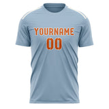 Custom Light Blue Orange Soccer Jersey