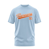 Custom Light Blue Orange T-Shirt