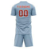 Custom Light Blue Copper Rose Soccer Set