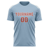 Custom Light Blue Copper Rose Soccer Jersey