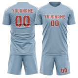 Custom Light Blue Copper Rose Soccer Set