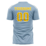 Custom Light Blue Gold Soccer Jersey