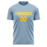 Custom Light Blue Gold Soccer Jersey