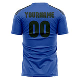 Custom Sky Blue Dark Green Soccer Jersey