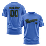 Custom Sky Blue Dark Green T-Shirt