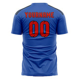 Custom Sky Blue Orange Red Soccer Jersey