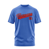 Custom Sky Blue Orange Red T-Shirt
