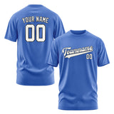 Custom Sky Blue White T-Shirt