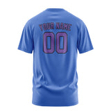 Custom Sky Blue Light Purple T-Shirt