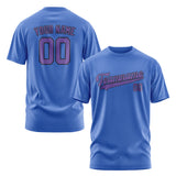 Custom Sky Blue Light Purple T-Shirt