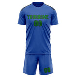 Custom Sky Blue Emerald Green Soccer Set