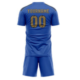 Custom Sky Blue Light Khaki Soccer Set