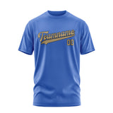 Custom Sky Blue Light Khaki T-Shirt