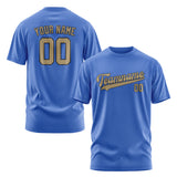 Custom Sky Blue Light Khaki T-Shirt