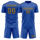 Custom Sky Blue Light Khaki Soccer Set