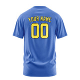 Custom Sky Blue Light Yellow T-Shirt