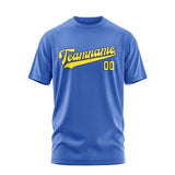 Custom Sky Blue Light Yellow T-Shirt