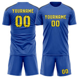 Custom Sky Blue Light Yellow Soccer Set