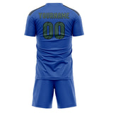 Custom Sky Blue Blue Green Soccer Set