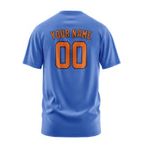 Custom Sky Blue Orange T-Shirt