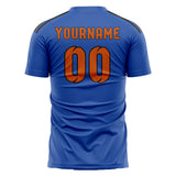 Custom Sky Blue Orange Soccer Jersey