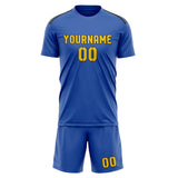 Custom Sky Blue Gold Soccer Set