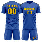 Custom Sky Blue Gold Soccer Set