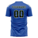 Custom Sky Blue Dark Green Soccer Jersey