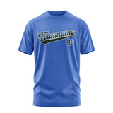 Custom Sky Blue Dark Green T-Shirt