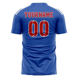 Custom Sky Blue Red Soccer Jersey