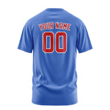 Custom Sky Blue Red T-Shirt