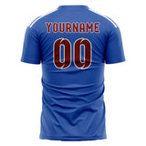 Custom Sky Blue Crimson Red Soccer Jersey