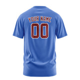 Custom Sky Blue Crimson Red T-Shirt