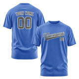 Custom Sky Blue Dark Grey T-Shirt