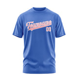 Custom Sky Blue Light Pink T-Shirt