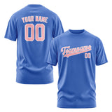 Custom Sky Blue Light Pink T-Shirt
