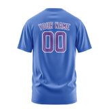 Custom Sky Blue Light Purple T-Shirt