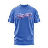 Custom Sky Blue Light Purple T-Shirt