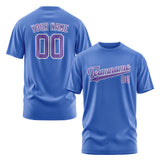 Custom Sky Blue Light Purple T-Shirt