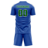 Custom Sky Blue Emerald Green Soccer Set