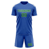 Custom Sky Blue Emerald Green Soccer Set