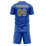 Custom Sky Blue Light Khaki Soccer Set