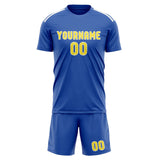 Custom Sky Blue Light Yellow Soccer Set