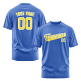 Custom Sky Blue Light Yellow T-Shirt