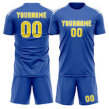 Custom Sky Blue Light Yellow Soccer Set