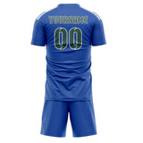 Custom Sky Blue Blue Green Soccer Set