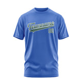 Custom Sky Blue Blue Green T-Shirt