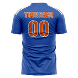 Custom Sky Blue Orange Soccer Jersey
