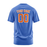 Custom Sky Blue Orange T-Shirt
