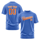 Custom Sky Blue Orange T-Shirt